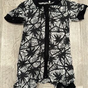 Black and White Palm Print Romper